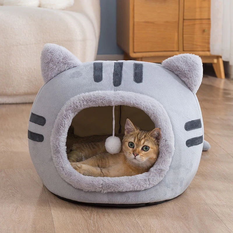 Super Cat Bed Warm Pet House Kitten New Deep Sleep Comfort Cats Cave Bed Kennel Kitten House Non-slip Foldable Plush PetSupplies
