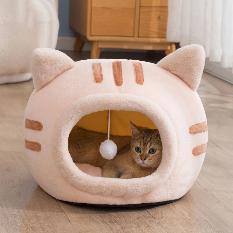 Super Cat Bed Warm Pet House Kitten New Deep Sleep Comfort Cats Cave Bed Kennel Kitten House Non-slip Foldable Plush PetSupplies