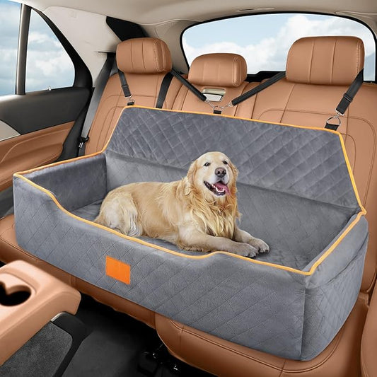 GL GLENSLAVE Dog Car Seat - Comfortable Dog Bed Pet Booster for Back Seat, Fully Detachable & Washable Travel Seat with Thick Cushion (Grey)