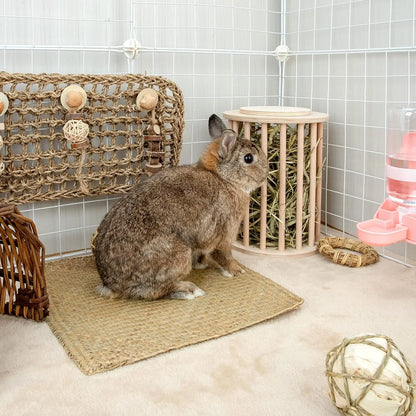 1Pc Accessories, Colors and Styles, Shipped Randomly, Wooden Rabbit Hay Feeder, Pet Supplies, Cylindrical Vertical Feeder, Storage Rack with Lid