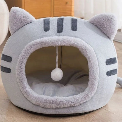 Super Cat Bed Warm Pet House Kitten New Deep Sleep Comfort Cats Cave Bed Kennel Kitten House Non-slip Foldable Plush PetSupplies