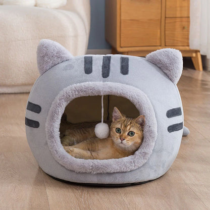 Super Cat Bed Warm Pet House Kitten New Deep Sleep Comfort Cats Cave Bed Kennel Kitten House Non-slip Foldable Plush PetSupplies