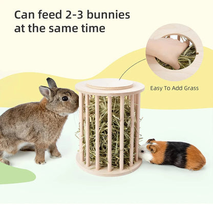 1Pc Accessories, Colors and Styles, Shipped Randomly, Wooden Rabbit Hay Feeder, Pet Supplies, Cylindrical Vertical Feeder, Storage Rack with Lid