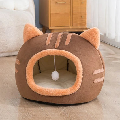 Super Cat Bed Warm Pet House Kitten New Deep Sleep Comfort Cats Cave Bed Kennel Kitten House Non-slip Foldable Plush PetSupplies