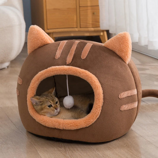 Super Cat Bed Warm Pet House Kitten New Deep Sleep Comfort Cats Cave Bed Kennel Kitten House Non-slip Foldable Plush PetSupplies