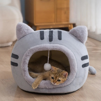 Super Cat Bed Warm Pet House Kitten New Deep Sleep Comfort Cats Cave Bed Kennel Kitten House Non-slip Foldable Plush PetSupplies